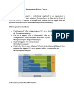 Business Analytics: Course 1: Definition Business Alanytics: Methodology Employed by An Organisation To