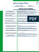 Weekly Lesson Plan: Pry 3 (8years) Third Term Week 1