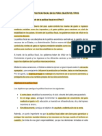 Responsable de La Política Fiscal en El Peru, Objetvos, Tipos