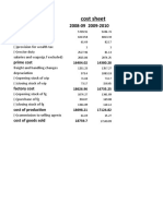 Cost Sheet