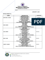 Department of Education: JANUARY 4, 2021 Office Order To: Name Designation Position