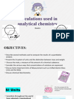 Week 6 Calculations Used in Analytical Chemistry