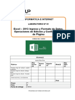 Lab 01 - Excel 2013 - Ingreso y Formato de Datos Operaciones de Edición y Condiguración de Página