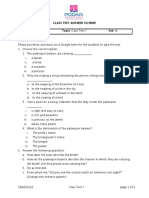 Class Test Answer Scheme Sub: English Topic: Class Test 7 STD: VI