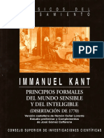 Kant, Immanuel - Principios Formales Del Mundo Sensible y Del Inteligible (Disertacion de 1770)