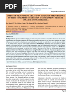 Effect of Adjustment Ability On Academic Performance of First Year Mbbs Students in A Government Medical College in South Kerala