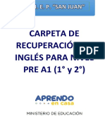 Carpeta de Recuperación de Inglés para Nivel PRE A1 (1° y 2°)