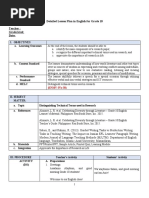 Detailed Lesson Plan in English For Grade 10 Teacher: Grade Level: Date