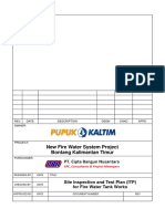 New Fire Water System Project Bontang Kalimantan Timur: Site Inspection and Test Plan (ITP) For Fire Water Tank Works