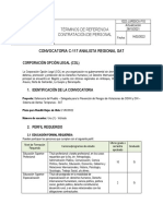 Convocatoria C-117 Analista Regional Sat: Términos de Referencia Contratación de Personal