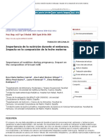 Importancia de La Nutrición Durante El Embarazo. Impacto en La Composición de La Leche Materna