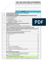 Income Tax Calculation Statement: (Financial Year 2021-2022, and The Assessment Year 2022 - 2023)