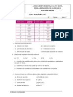 Ficha de Trabalho Nº2 - FQ 8º Ano (Explicação e Representação de Reações Químicas)