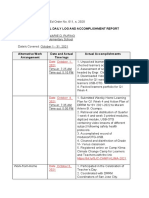 Individual Daily Log and Accomplishment Report: Date: October 1, 2021