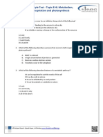 IB Style Test - Topic 8 HL Metabolism, Respiration and Photosynthesis