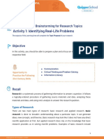 Activity 1: Identifying Real-Life Problems: Learning Area 1: Brainstorming For Research Topics