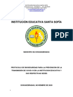 PROTOCOLO BIOSEGURIDAD I.E. SANTA SOFIA 16marzo21