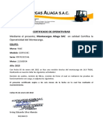 Certificado de Operatividad Yale 16 .0 TN (N) - Enero 2022