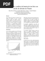 Fabricación y Análisis de Batería de Ion Litio Con Cátodo de Dióxido de Titanio