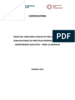 Bases Convocatoria de Practicas N 002 2022 Pech Gerencia Secretariado Ejecutivo PDF