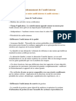 Positionement de L'audit Interne