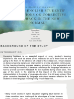 Bsed-3 English Students' Perceptions On Corrective Feedback in The New Normal