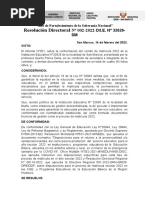 Resolucion y Plan de Trabajo de Matricula