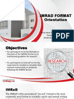 Imrad Format Orientation: Rhoda Marie A. Carbonel, MPA, MA Psych Psychology Faculty, STELA UB IRB-Ethics Committee Member