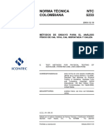 Norma Técnica NTC Colombiana 5233: Métodos de Ensayo para El Análisis Físico de Cal Viva, Cal Hidratada Y Caliza