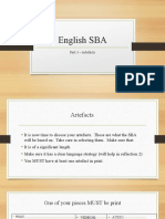 English SBA: Part 3 - Artefacts