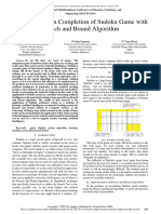 Software Design Completion of Sudoku Game With Branch and Bound Algorithm