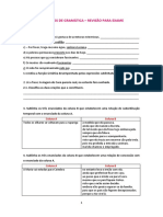 Ficha de Gramática - Exames 9º