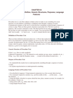 Procedure Text Definition, Generic Structures, Purposes, Language Features