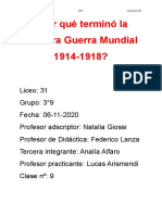 Proyecto-Guión Por Qué Terminó La Primera Guerra Mundial 1914-1918