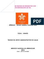 Informe de Mejora de Productos Con La Incorporación de Tic.: Aprendiz: Yehimy Marcela Sanchez Leal