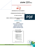 Universidad Del Valle de México: Unidad 1. Servicio Al Cliente Como Eje Central de La Planeación Logística