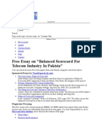 Balanced Scorecard For Telecoms in Pakistan