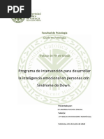 Programa de Intervención para Desarrollar La Inteligencia Emocional en Personas Con Síndrome de Down.