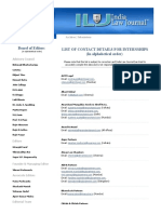 Board of Editors List of Contact Details For Internships (In Alphabetical Order)