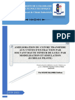 Amelioration Du Cuivre Transfere Aux Unites D'Extraction Par Solvant Haute Teneur de Luilu Par Modelisation Et Simulation (Echelle Pilote)