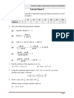 Tutorial Sheet 6: 1 θ cos 2 2 θ cos − = α tan 1 α tan 2 α 2 tan − =