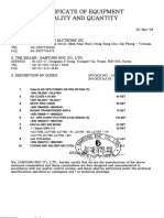 Certificate of Equipment Quality and Quantity: 1. The Buyer: Maritime Elctronic JSC