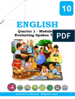 English: Quarter 1 - Module 7: Evaluating Spoken Texts