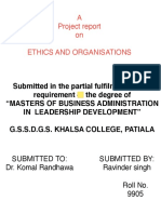 A Project Report On Ethics and Organisations