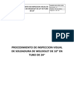 Procedimiento de Inspeccion Visual de Soldadura de Weldolet de 10" en Tubo de 24"