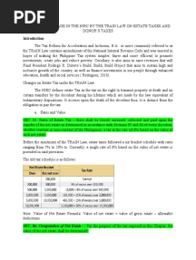 Amendments Made in The Nirc by The Train Law On Estate Taxes and Donor