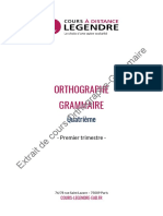 Extrait de Cours Orthographe Grammaire 4ème