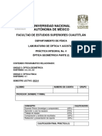Práctica Integral No. 4. - Óptica Geométrica (Parte I)