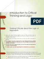 I - Introduction To Critical Thinking and Logic