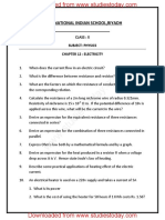 CBSE Class 10 Physics Electricity Worksheet Set A